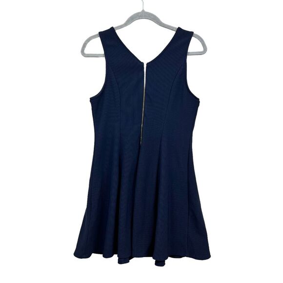 Elodie Nordstrom Womens Tank Dress Fit & Flare Stretch Ribbed Back Zip Navy Sz L - Picture 3 of 6